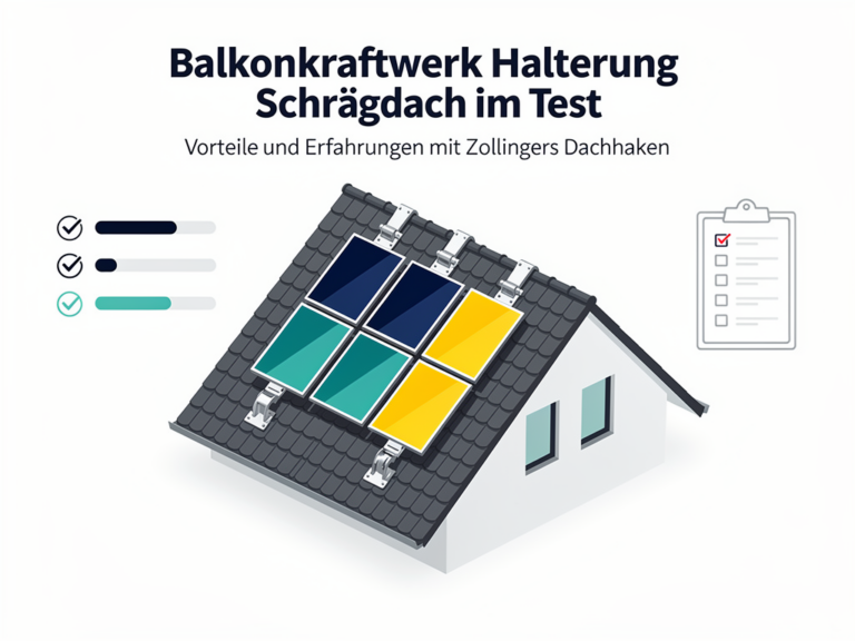 Balkonkraftwerk Halterung Schrägdach Test mit Zollingers flexiblen Dachhaken