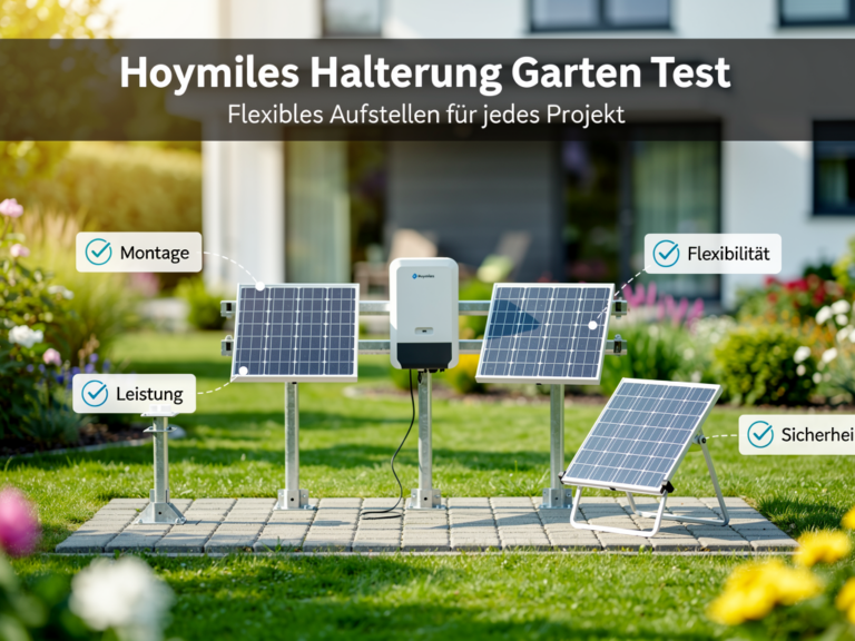 Hoymiles Halterung im Garten für flexibles Aufstellen von Solarmodulen