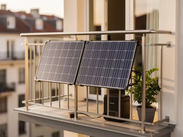 Anker SOLIX Home Balcony Test: Praxischeck der 800W Leistung Anker SOLIX Home Balcony 800W Balkonkraftwerk installiert auf urbanem Balkon