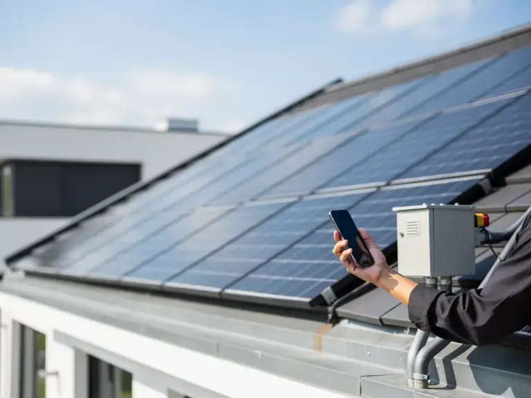 Smartphone mit App zur schnellen und einfachen Registrierung von Photovoltaikanlagen