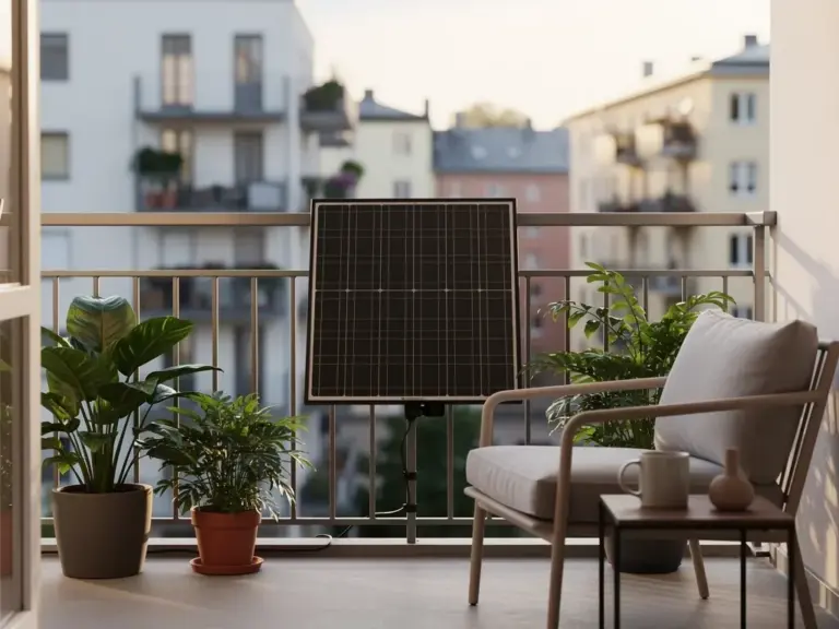 Balkonkraftwerk 450 Watt auf Balkon mit Sonneneinstrahlung zur effizienten Stromerzeugung