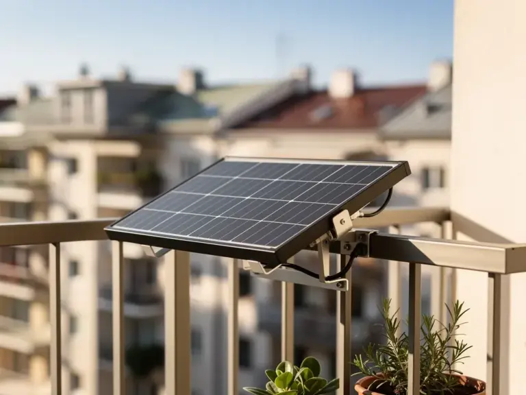 Balkonkraftwerk 830 Wp Komplettsystem auf Balkon mit Solarmodulen und Wechselrichter