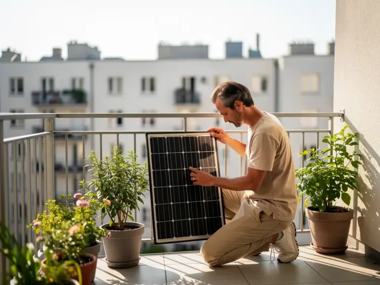 Balkonkraftwerk 900w auf Balkon montiert zur nachhaltigen Stromerzeugung und Kosteneinsparung