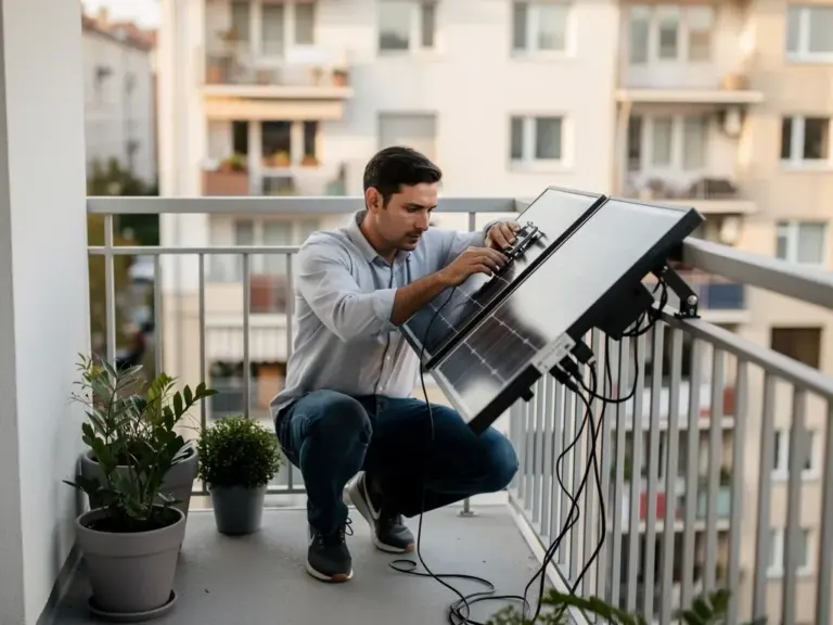Erweiterung eines Balkonkraftwerks mit Solarmodulen und Wechselrichter auf Balkonrailings