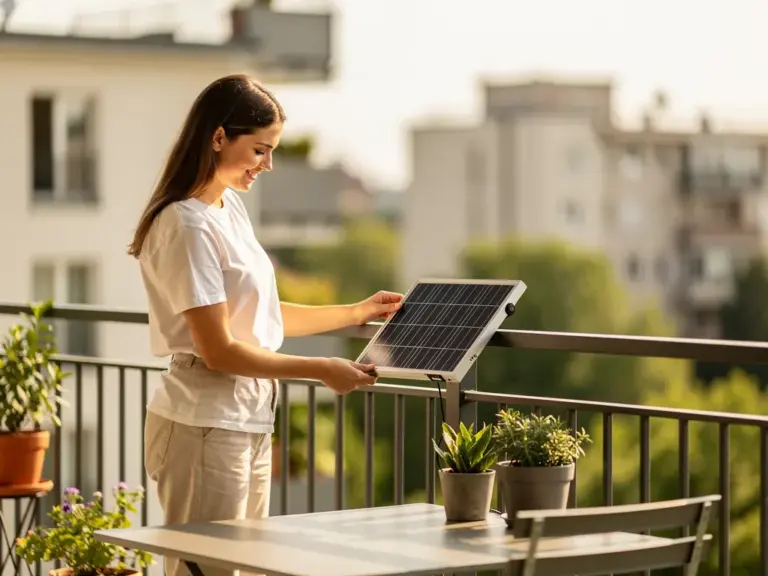 Balkonkraftwerk auf Balkon mit Förderhinweisen für staatliche Zuschüsse 2026