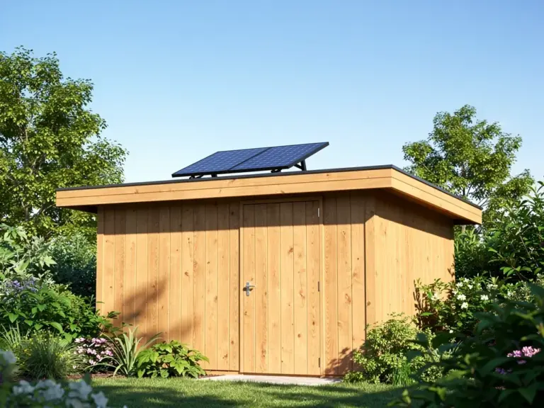 Mit einem Balkonkraftwerk g das Gartenhaus umweltfreundlich mit Strom versorgen Balkonkraftwerk g auf Gartenhaus installiert erzeugt umweltfreundlichen Solarstrom für LED und Geräte