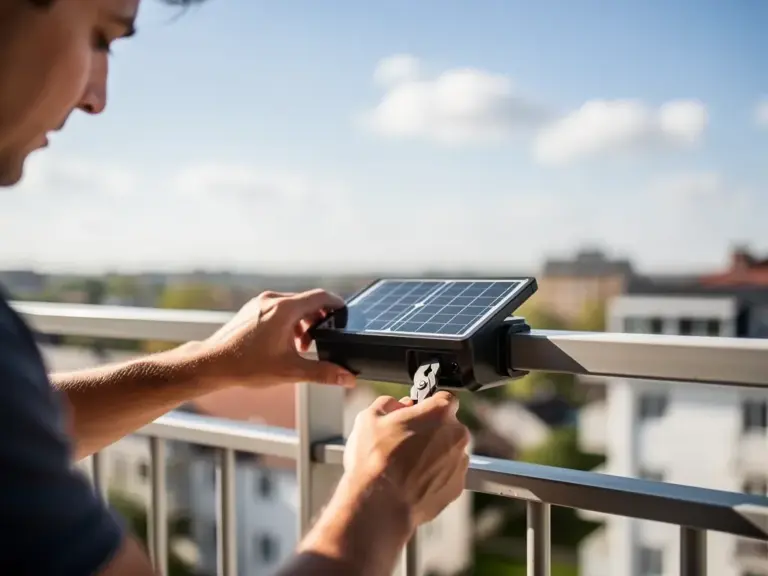 Balkonkraftwerk ohne Speicher auf Balkon installiert für direkten Solarstromverbrauch