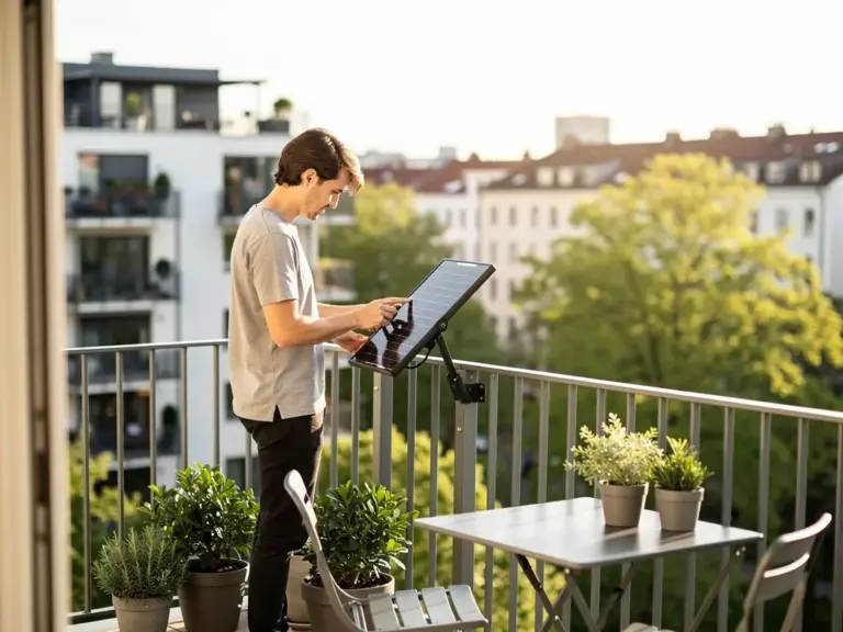 Balkonkraftwerk auf Balkon montiert mit Solarpanel und Wechselrichter im Testvergleich 2026