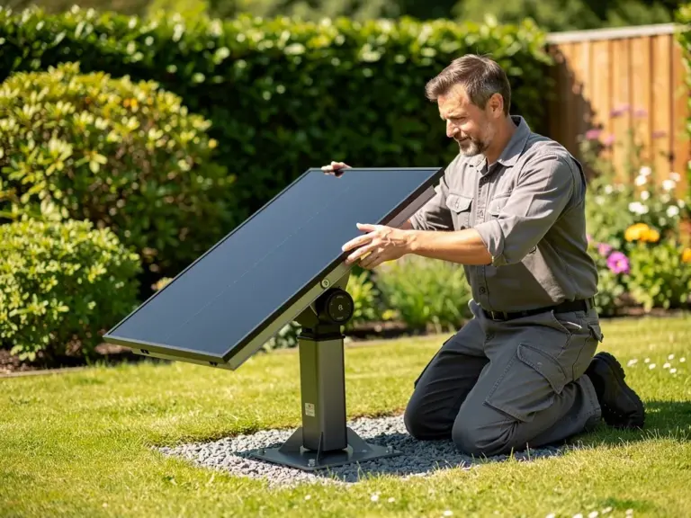 Verschiedene Halterungen aus Metall für flexible Solarmodulmontage im Garten