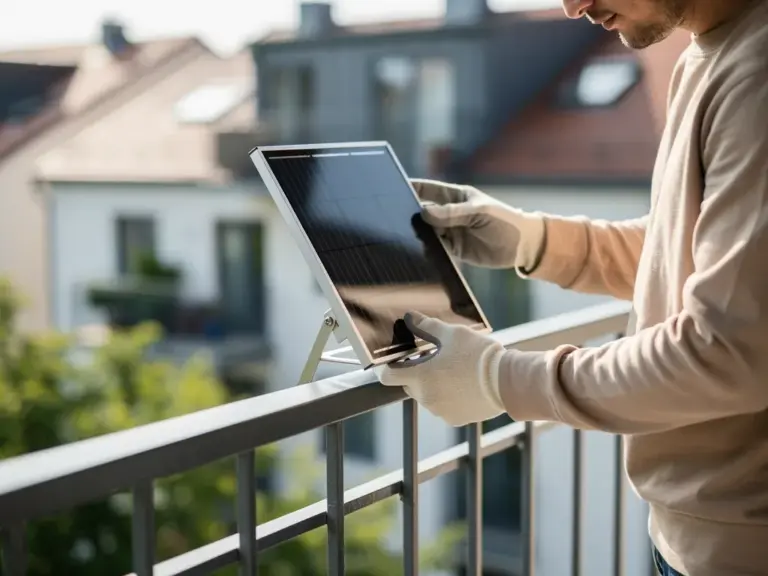 Kompakte Mini PV Module auf Balkon montiert für effiziente nachhaltige Energiegewinnung