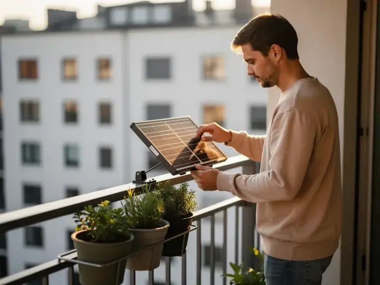 Kompakte Mini-Solaranlage auf kleinem Balkon zur effizienten Stromerzeugung