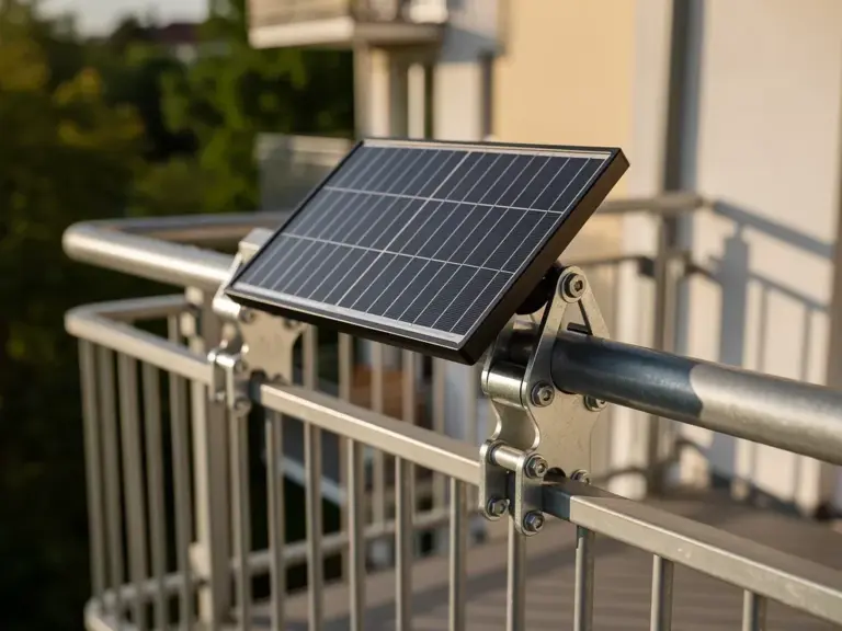Mini Solarpanel sicher am Balkongeländer mit Klemmsystem montiert