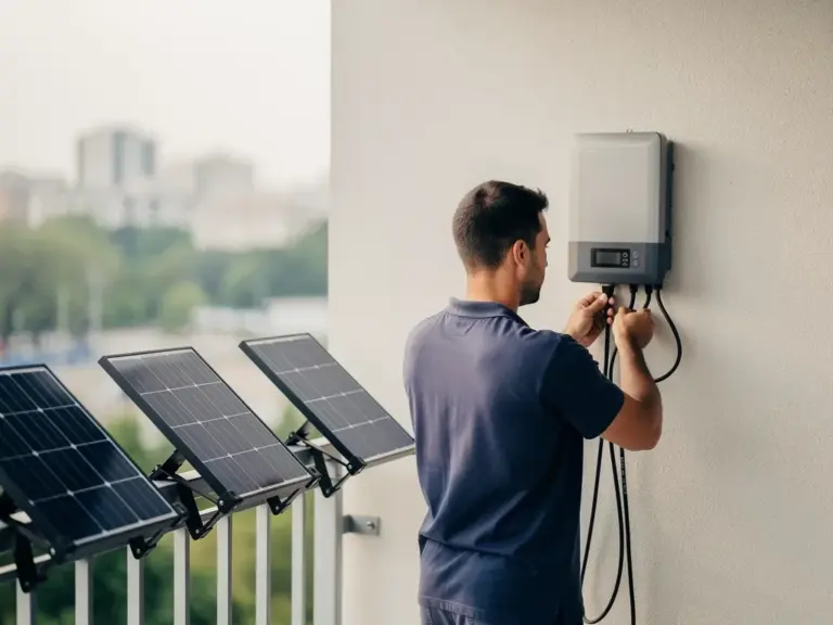 Mini Wechselrichter 600 Watt im Einsatz für effiziente Balkonkraftwerk Installation