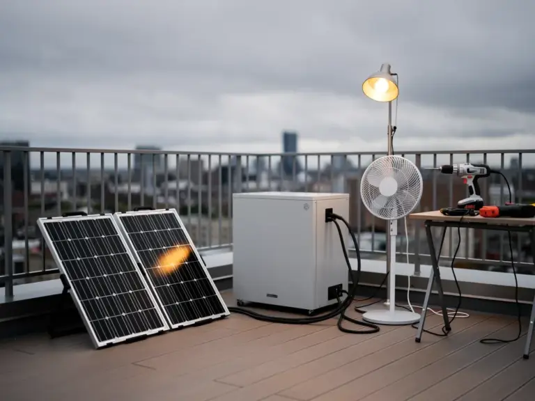 Notstrom Balkonkraftwerk liefert autarken Solarstrom bei Stromausfällen durch integrierte Speichertechnik