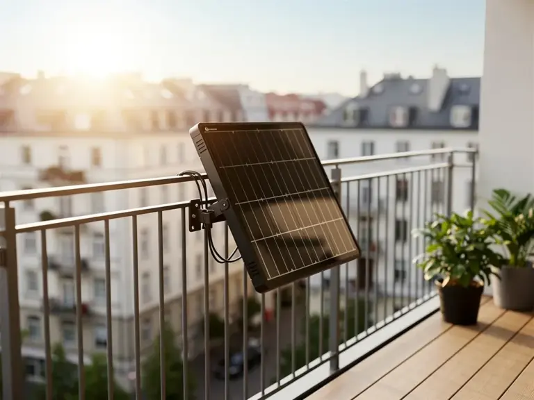 Solaranlage Balkonkraftwerk auf Balkon montiert zur Stromkostensenkung durch Eigenverbrauch