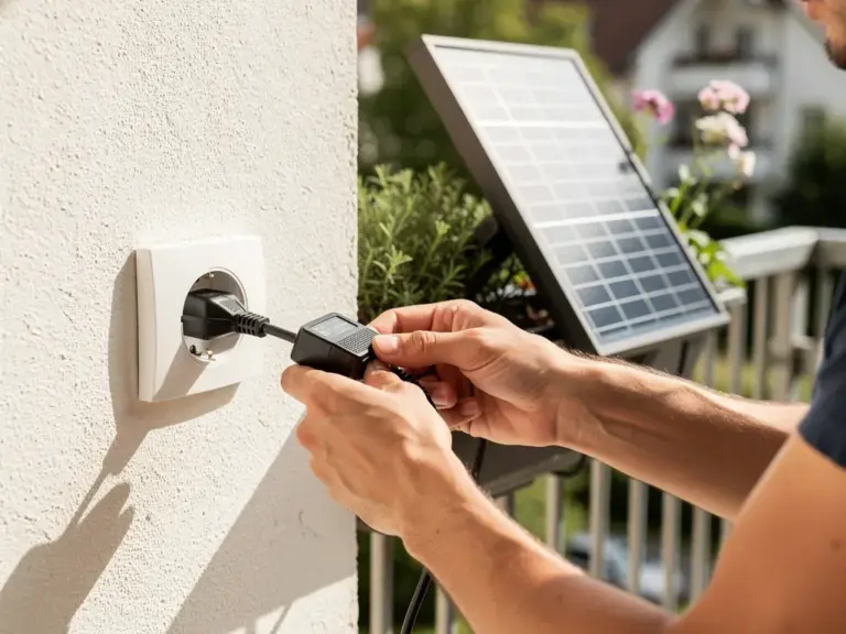 Steckerfertige Mini Solaranlage auf Balkon montiert für einfache Eigenstromerzeugung